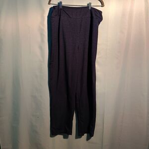 Dark Purple High-Waisted Wide-Leg Dress Pants | Elastic Waist Pull-On Trousers